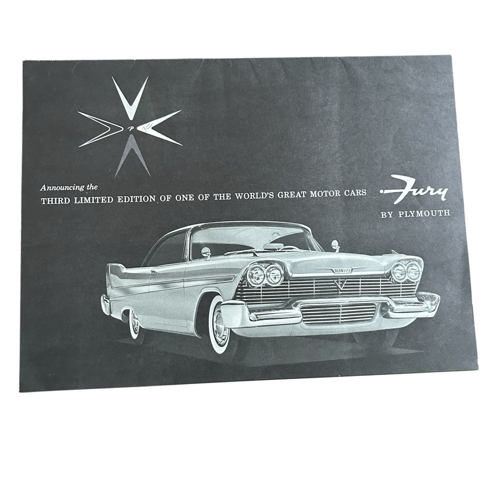 Original 1958 Plymouth Fury Car Brochure‎ Chrysler Classic Auto Advertising